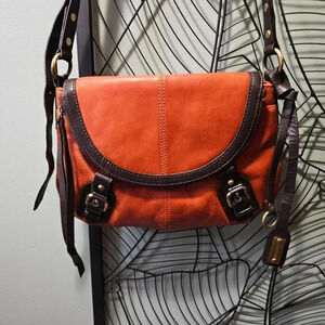 Lucky Brand | Rust and Dark Brown Leather  with Brass Hardware Crossbody Bag